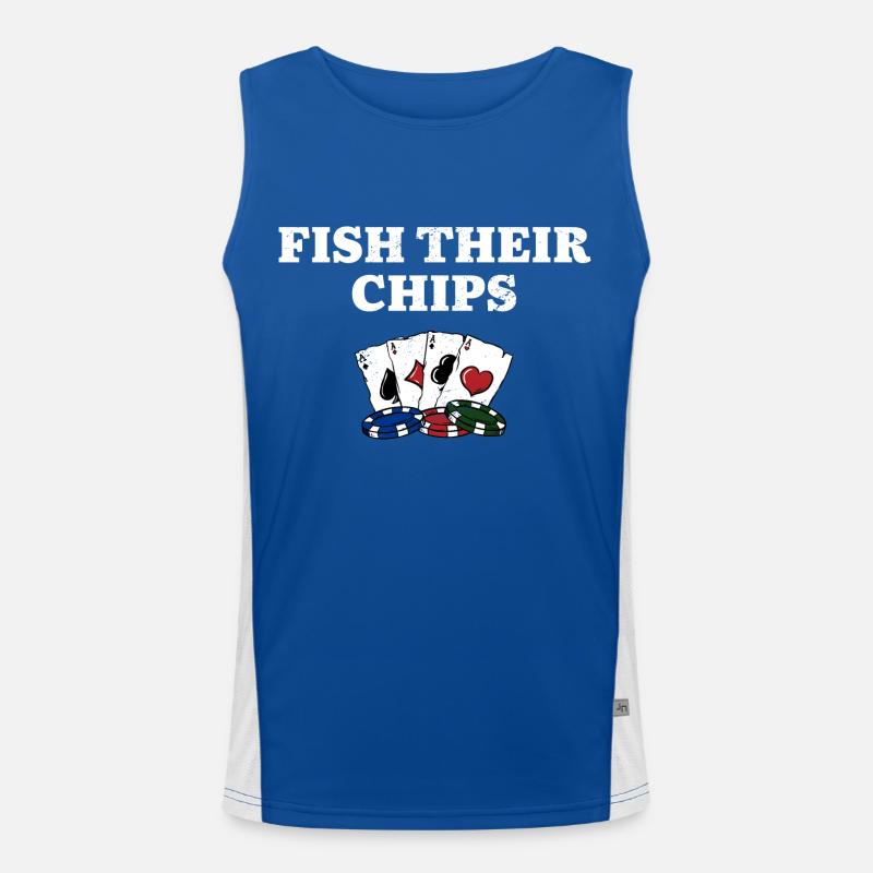 Fish Your Chips Casino Gambler Scommessa d'azzardo Canotta sportiva da uomo in contrasto cromatico 