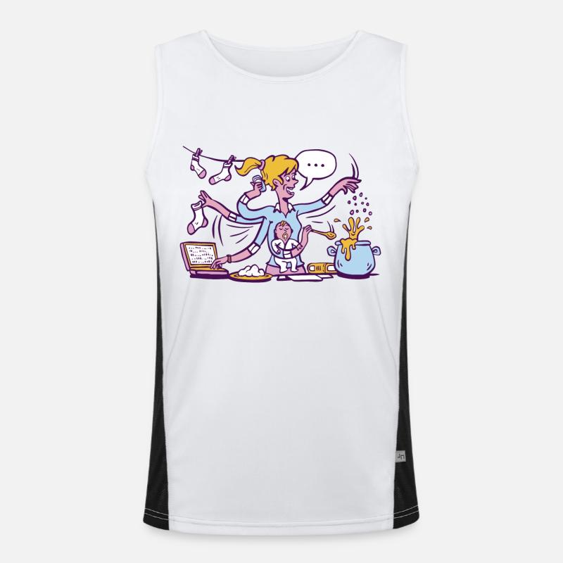 Hard working Mum - Tausendsassa Mama Funktionelles Kontrast-Tank Top für Männer 
