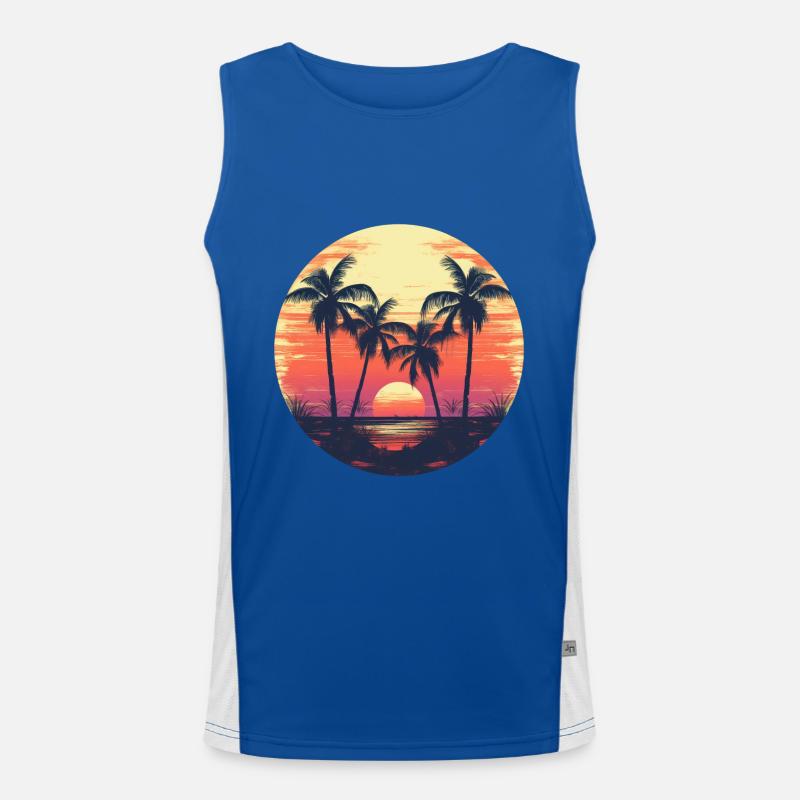 Palm Sun Summer Vintage Débardeur respirant contrasté Homme 