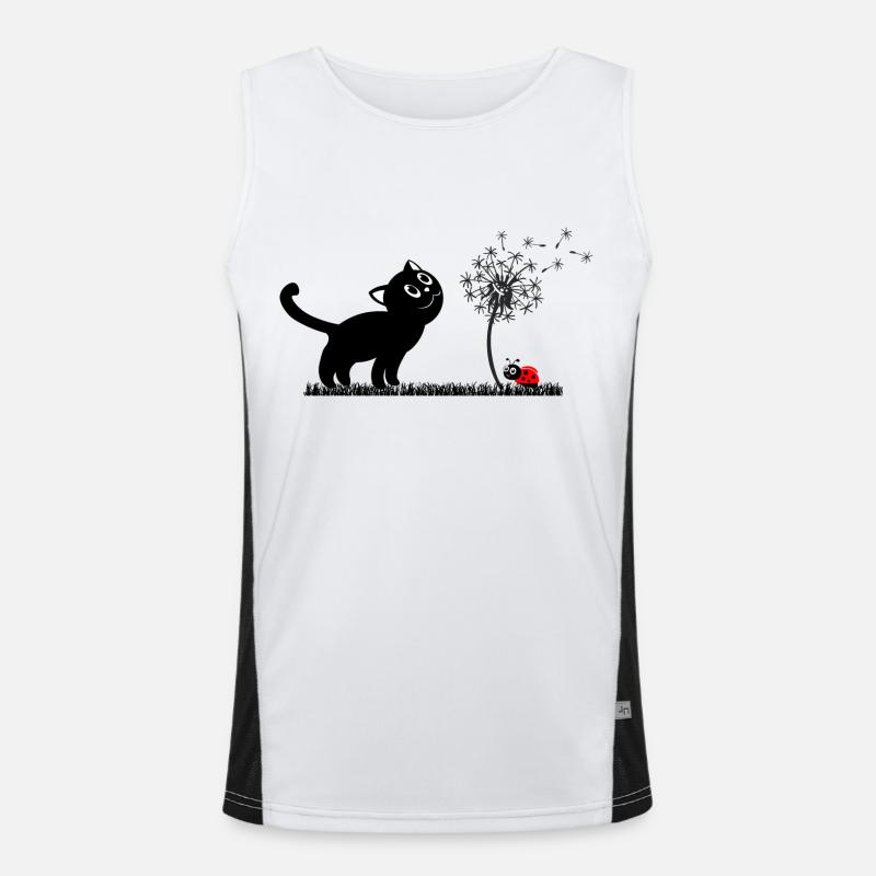 Spring design - cat, dandelion, ladybug Men's Functional Contrast Tank Top 