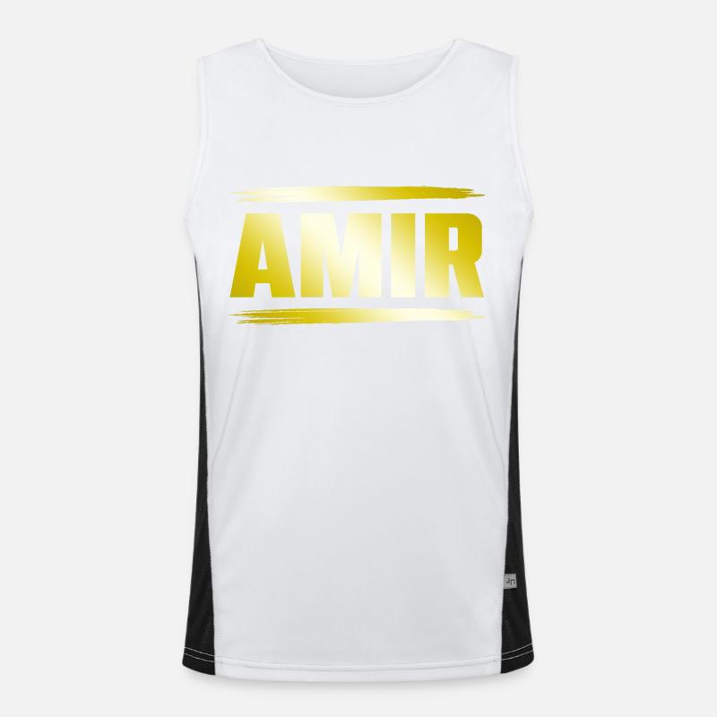 Amir - Men's Functional Contrast Tank Top  - white/black