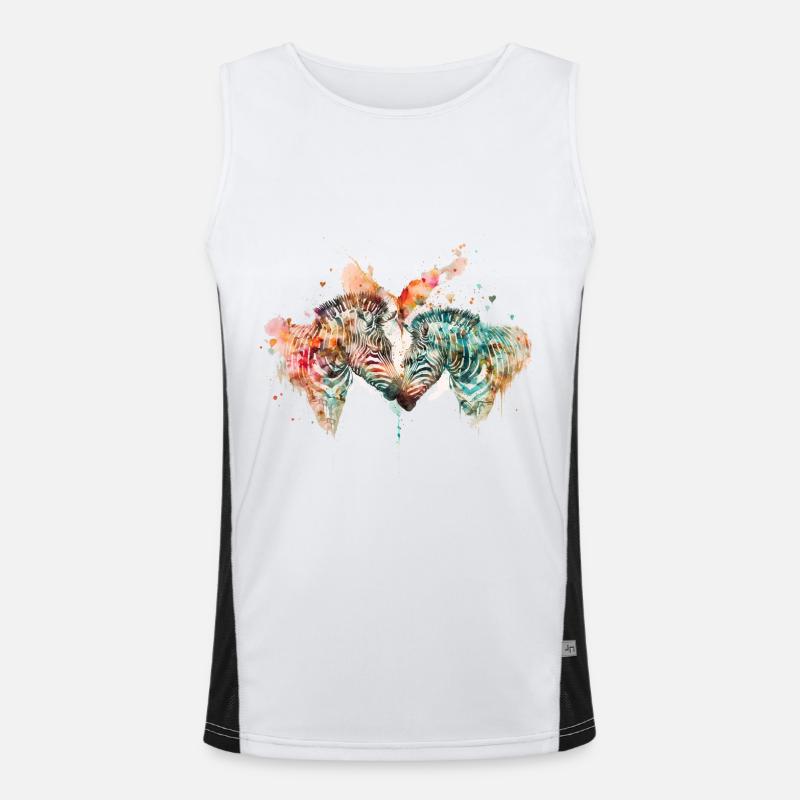 Zebras In Love Funktionelles Kontrast-Tank Top für Männer 