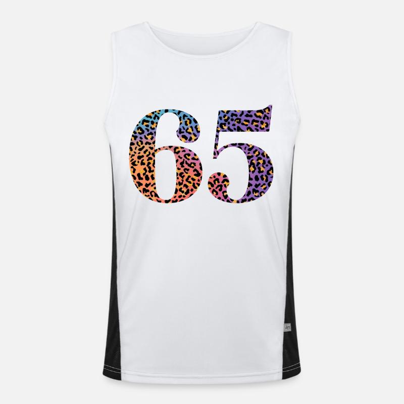 65. Geburtstag Leopard Funktionelles Kontrast-Tank Top für Männer 
