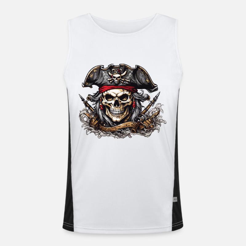 Drapeau pirate Jolly Roger crâne Illustration Débardeur respirant contrasté Homme 