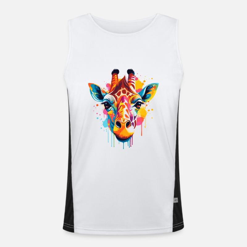 Bunte Giraffe Farbkleckse Farbspritzer Funktionelles Kontrast-Tank Top für Männer 