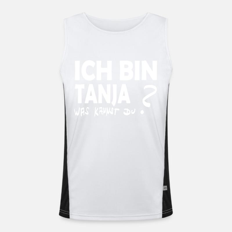 First name Tanja - Men's Functional Contrast Tank Top  - white/black