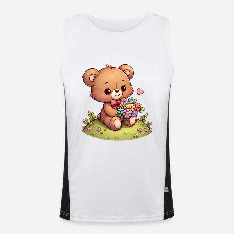 Teddy Bear 6 - Men's Functional Contrast Tank Top  - white/black