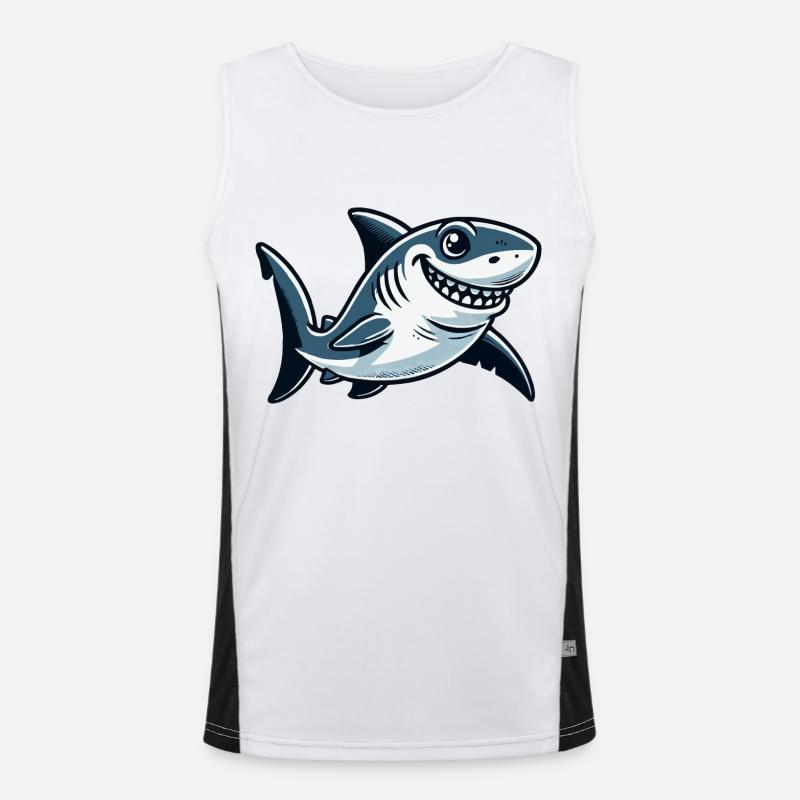 Shark Comic - Men's Functional Contrast Tank Top - white/black