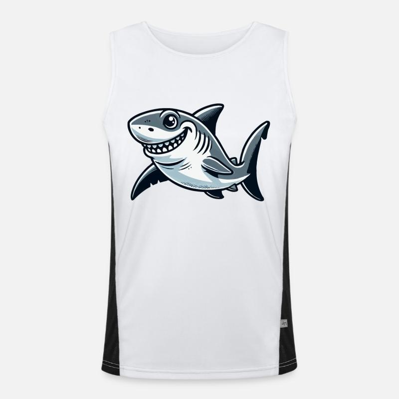 Shark Comic - Men's Functional Contrast Tank Top - white/black