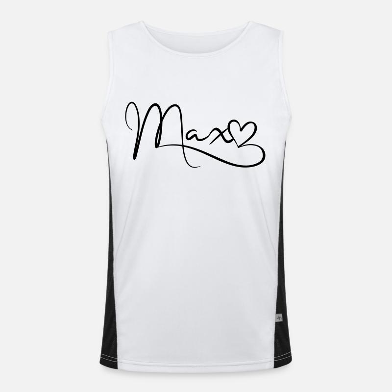 Max Surname First Name Heart Decor Men's Functional Contrast Tank Top 