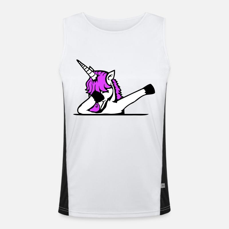 Einhorn Dabbing Dab Tanz Party Pose Geste Lustig Funktionelles Kontrast-Tank Top für Männer 
