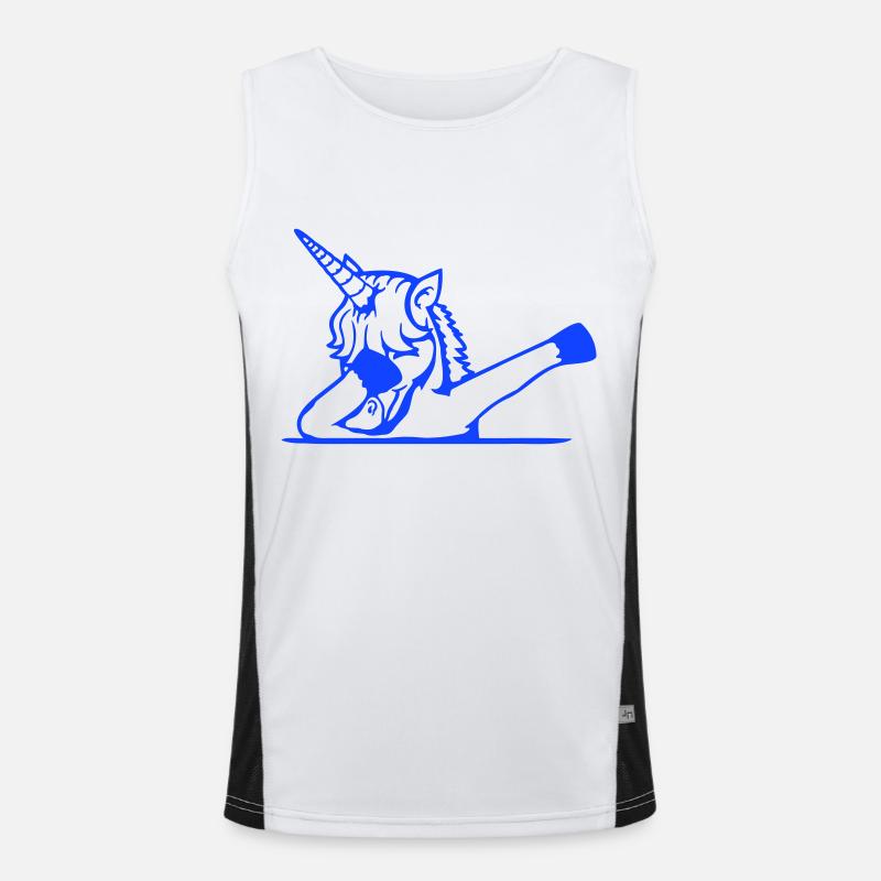 Unicorn Dabbing Dab Dance Party Pose Gesture Funny Men's Functional Contrast Tank Top 