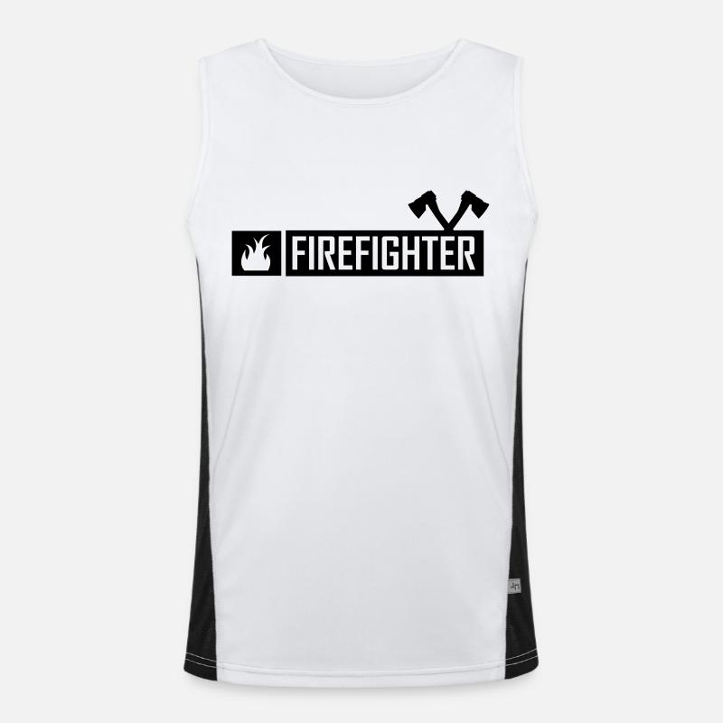 firefighter,fireman,firefighter,celebration,fire - Men's Functional Contrast Tank Top  - white/black