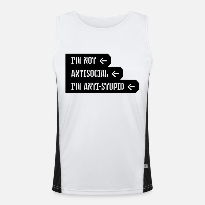 not antisocial anti stupid Funktionelles Kontrast-Tank Top für Männer 