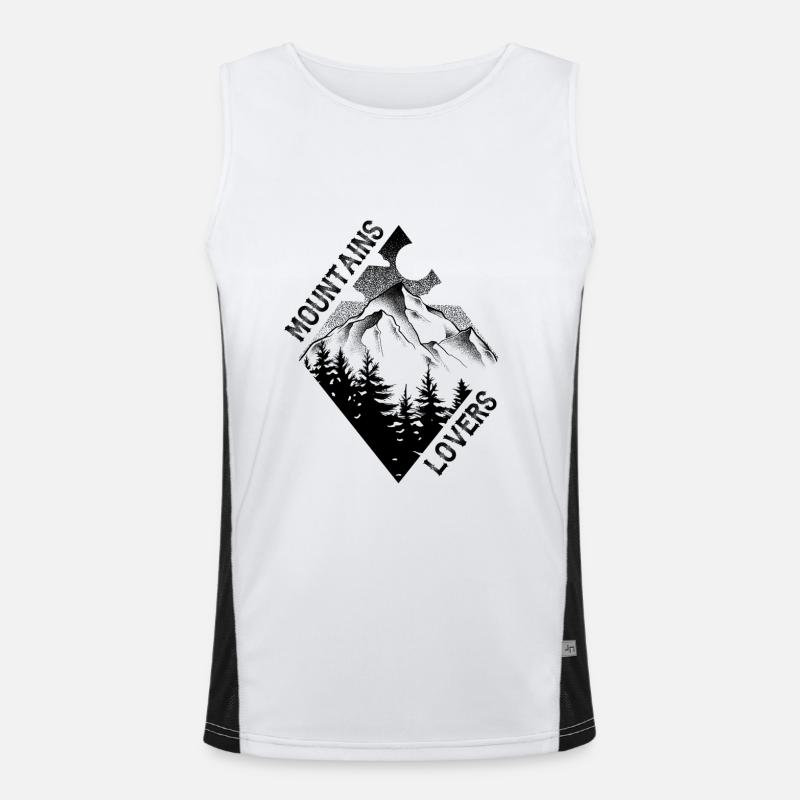 Bergliebhaber - Dotwork Tattoo Kunst Funktionelles Kontrast-Tank Top für Männer 