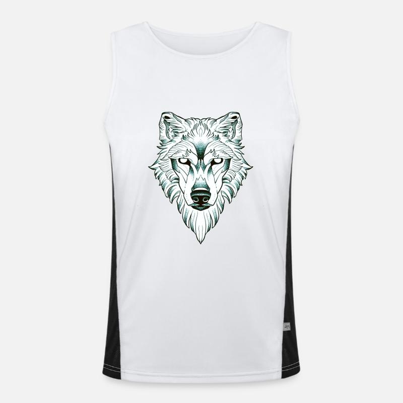 Symmetrical wolf dotwork Men's Functional Contrast Tank Top 