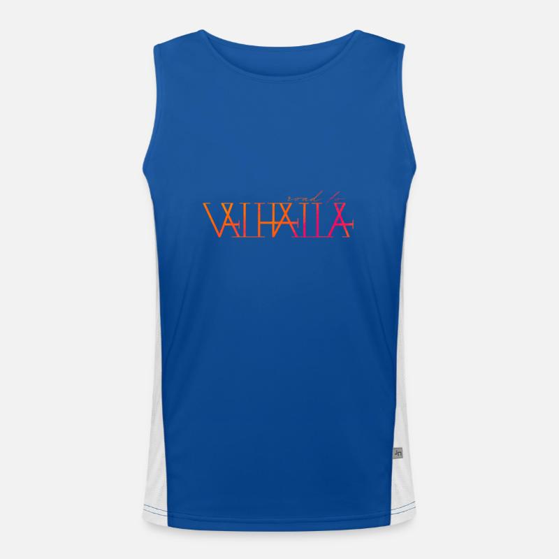 Road to Valhalla - Wikinger-Textlogo Funktionelles Kontrast-Tank Top für Männer 