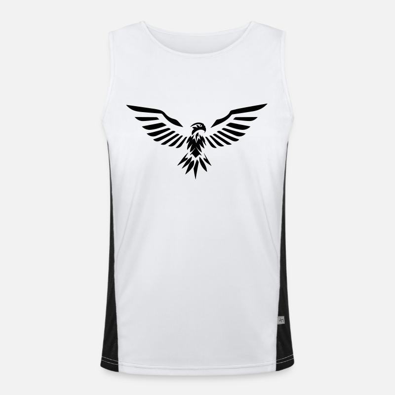 stylized eagle opening its wings in front Men's Functional Contrast Tank Top 