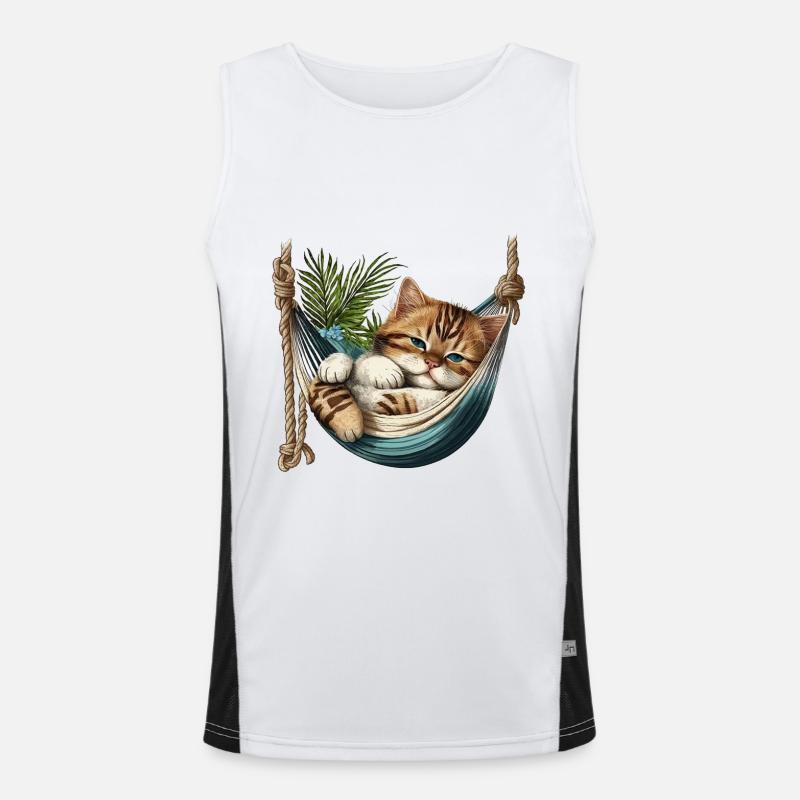 Katze in einer Hängematte Funktionelles Kontrast-Tank Top für Männer 
