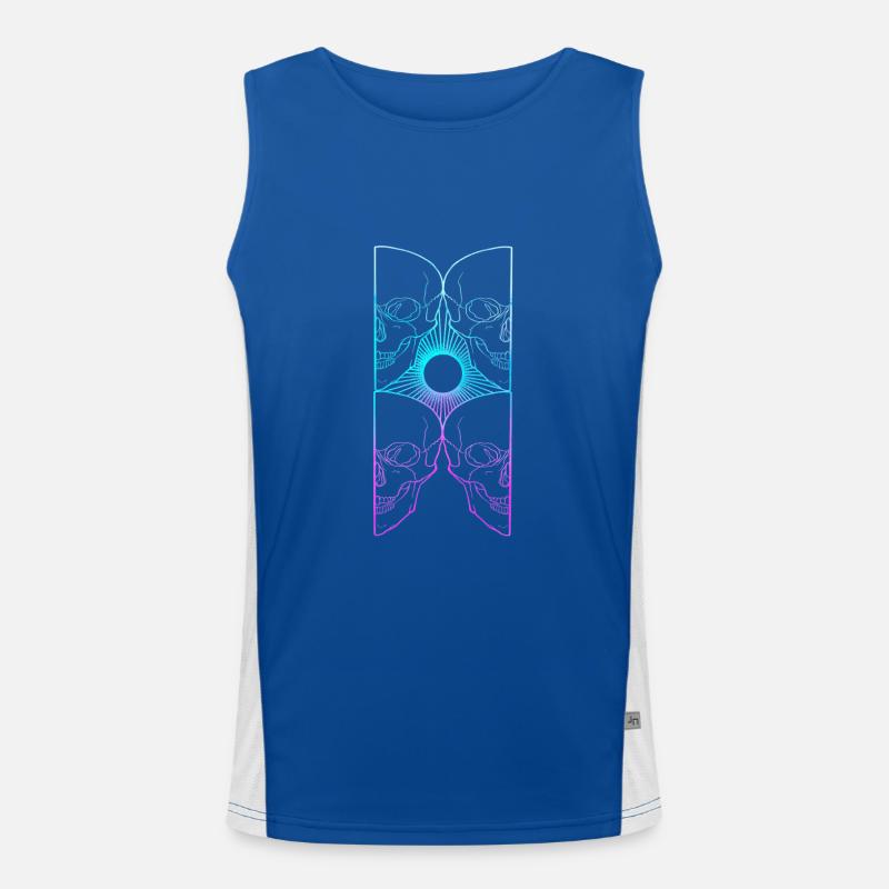 Skull art sun color lining work Men's Functional Contrast Tank Top 