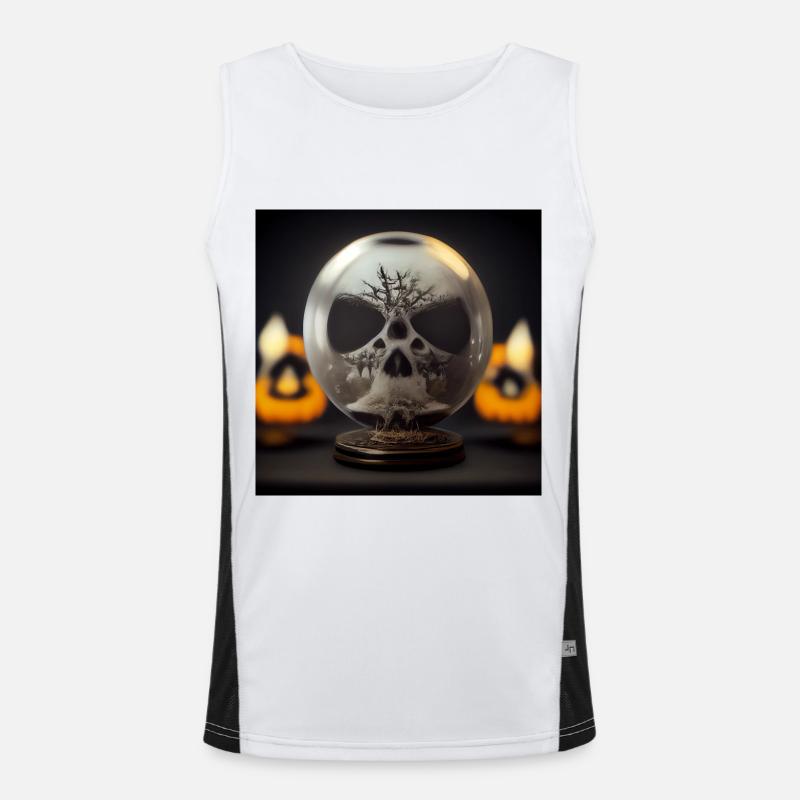 Crackled skull snow globe Men's Functional Contrast Tank Top 