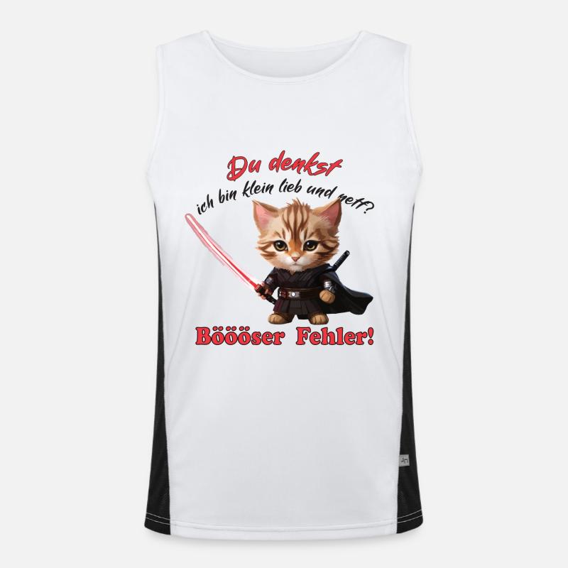Böser Fehler Lustiger Spruch Katze Funktionelles Kontrast-Tank Top für Männer 