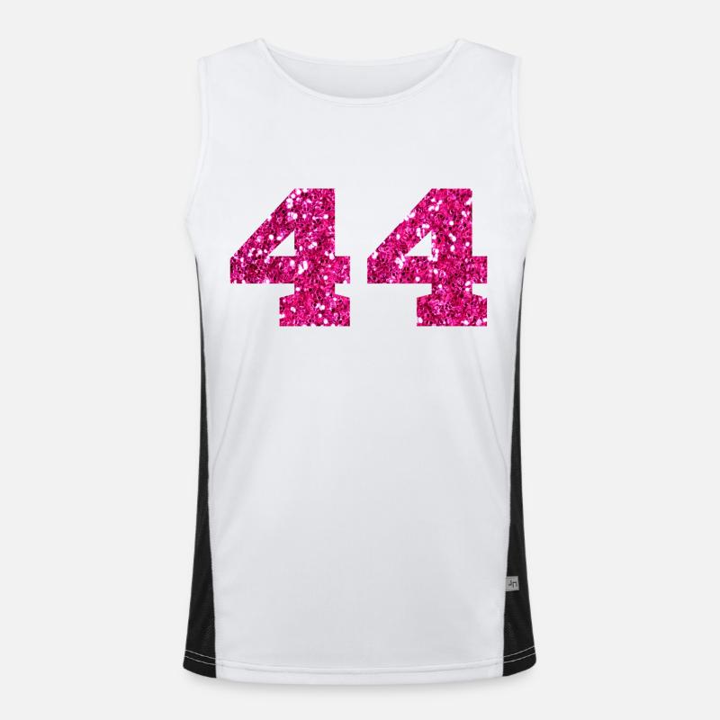 Number 44 Pink Glitter - 44th Anniversary Men's Functional Contrast Tank Top 