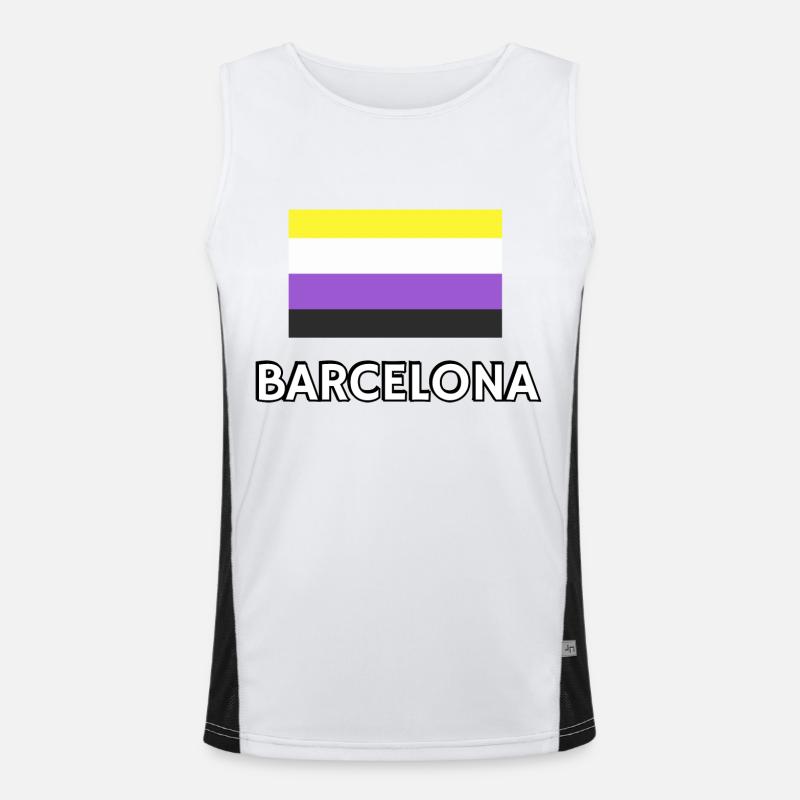 Non binary Pride Flag Barcelona - Men's Functional Contrast Tank Top  - white/black