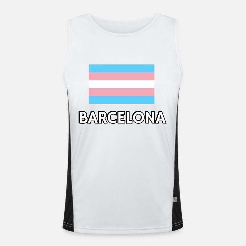 Drapeau de la Trans Pride Barcelone Débardeur respirant contrasté Homme 