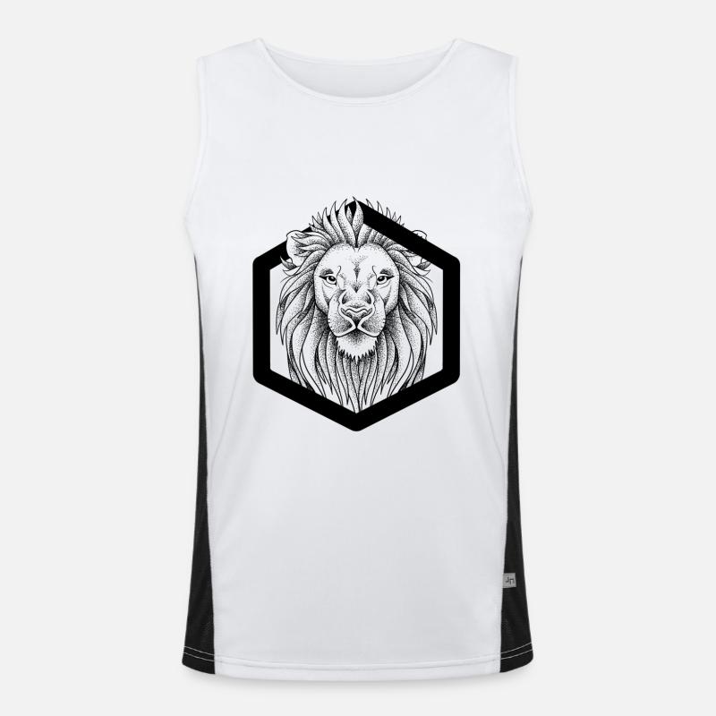 Löwe Dotwork Funktionelles Kontrast-Tank Top für Männer 