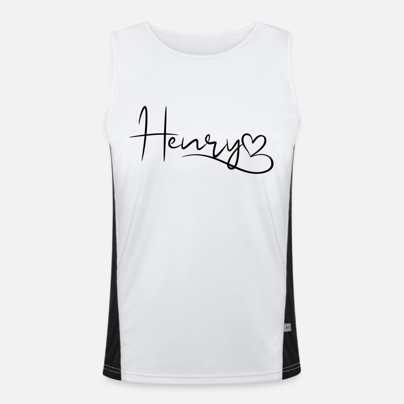 Henry Name Vorname Herzdekor Funktionelles Kontrast-Tank Top für Männer 