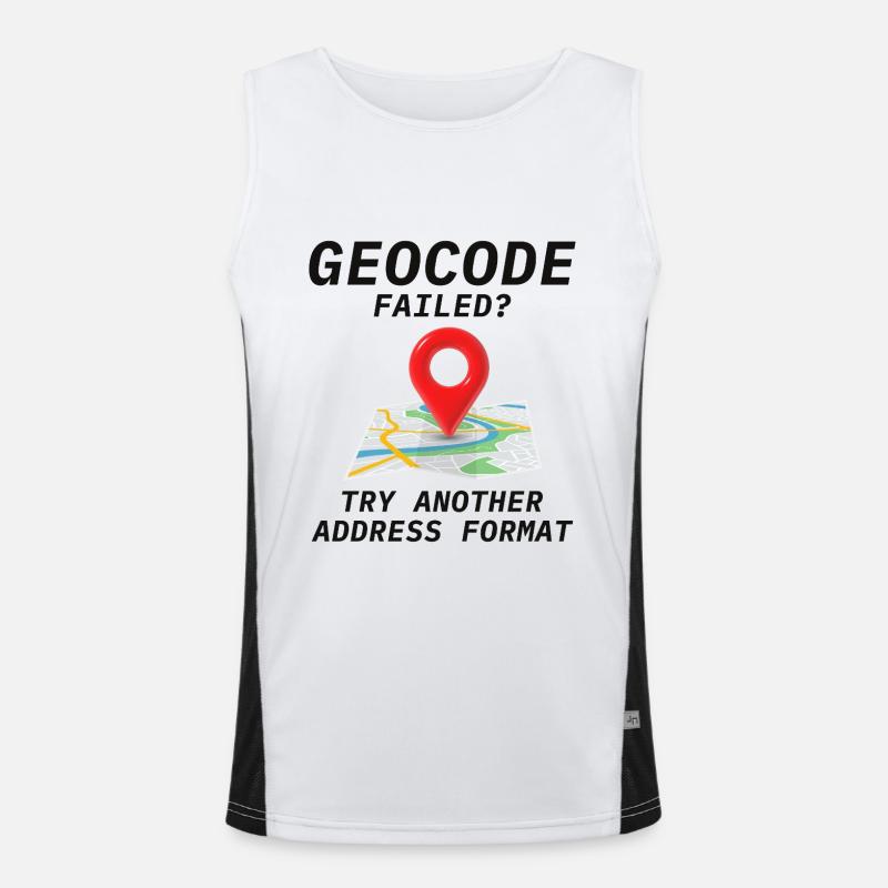 Geocoding Fail Address Format GIS Humor Men's Functional Contrast Tank Top 