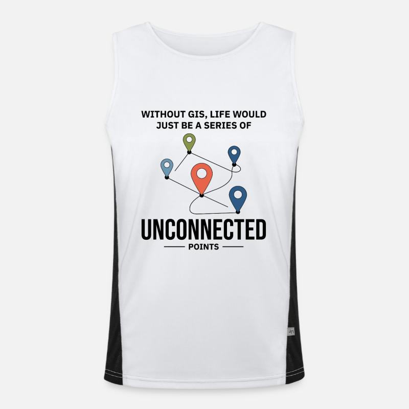GIS Unconnected Points Map Data Analysis Men's Functional Contrast Tank Top 