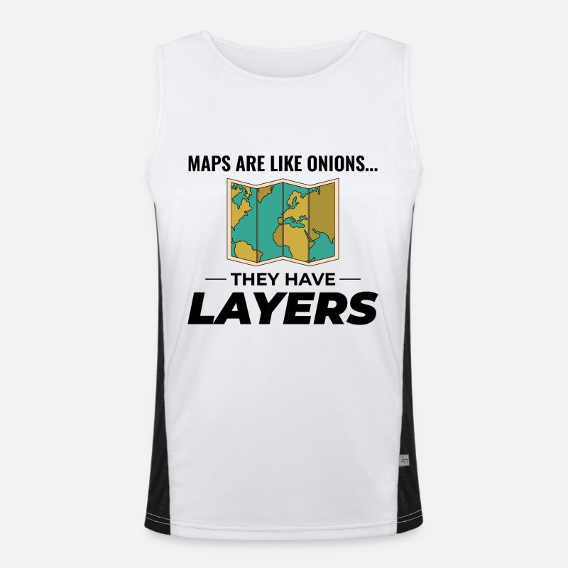 Map Layers GIS Cartography Geographic Data Men's Functional Contrast Tank Top 