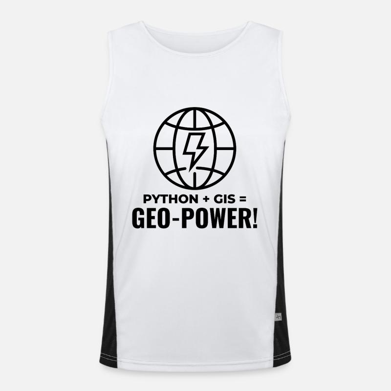 Python GIS Geo-Power Programmierung Geospatial - Funktionelles Kontrast-Tank Top für Männer  - Weiß/Schwarz