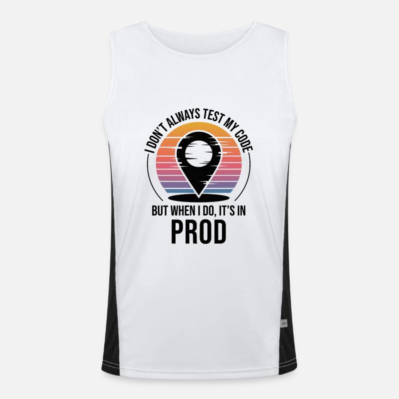 Entwickler Programmierer Programmierer Prod Testing Humor Funktionelles Kontrast-Tank Top für Männer 