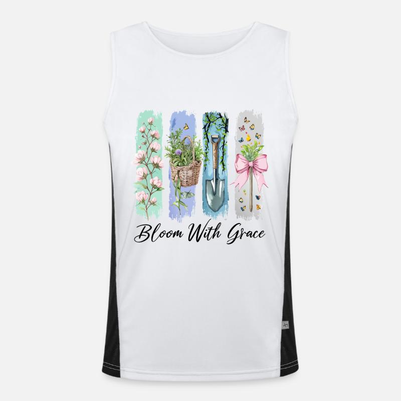Blühe mit Anmut Gartenblumen Kunst Funktionelles Kontrast-Tank Top für Männer 