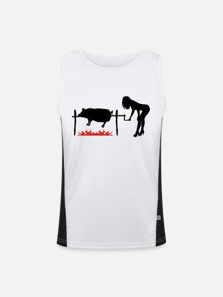 BBQ pork - Men's Functional Contrast Tank Top  - white/black