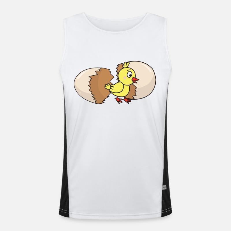 Chick poultry chicken chickens egg chicken egg easter egg Men's Functional Contrast Tank Top 