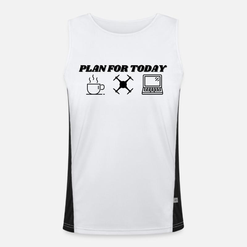 Plan for today -coffee, drone and edit Funktionelles Kontrast-Tank Top für Männer 
