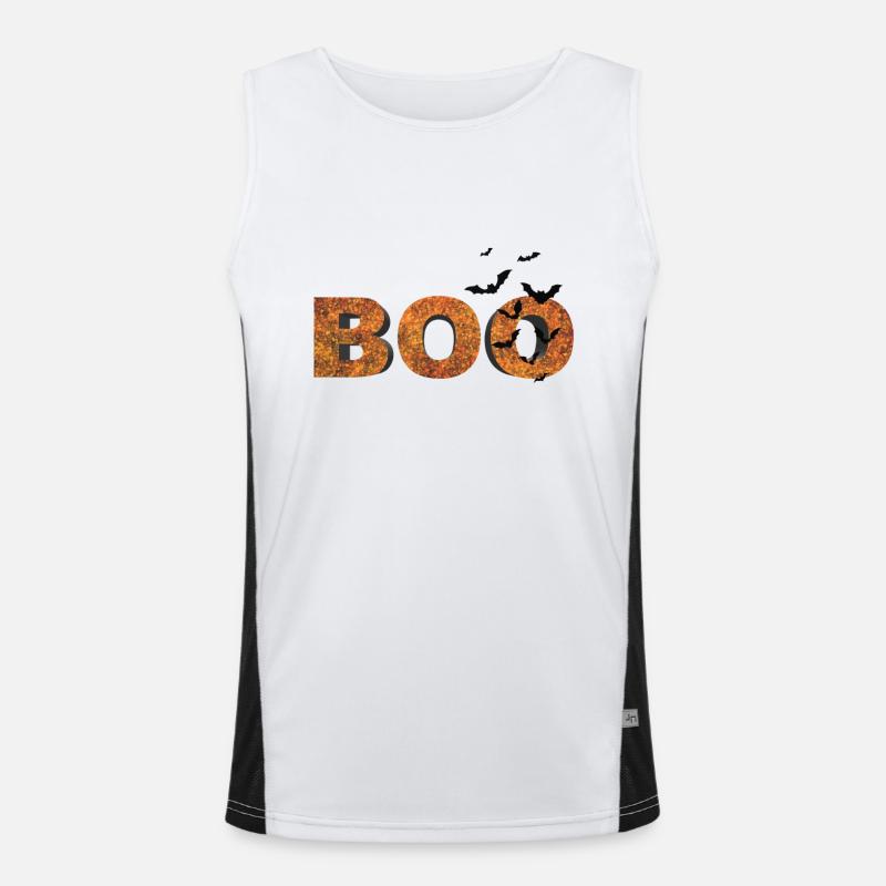 3D-Texte erschrecken "Boo" Funktionelles Kontrast-Tank Top für Männer 