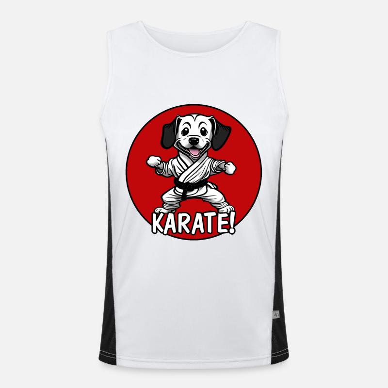 Karate Hund Funktionelles Kontrast-Tank Top für Männer 