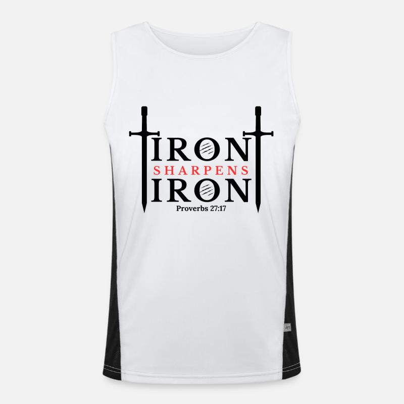 Iron Sharpens Iron - Proverbs 27:17 Clothing Men's Functional Contrast Tank Top 