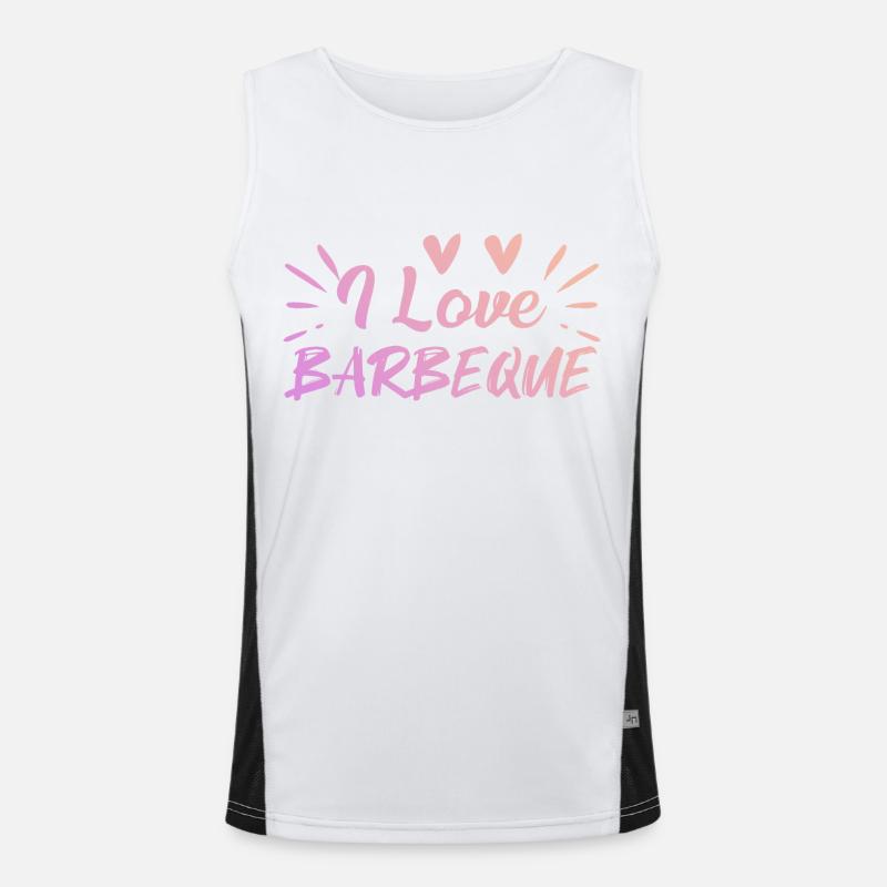 Ich liebe Barbeque Funktionelles Kontrast-Tank Top für Männer 
