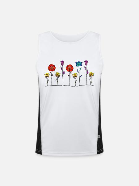 Blumen - Funktionelles Kontrast-Tank Top für Männer - Weiß/Schwarz