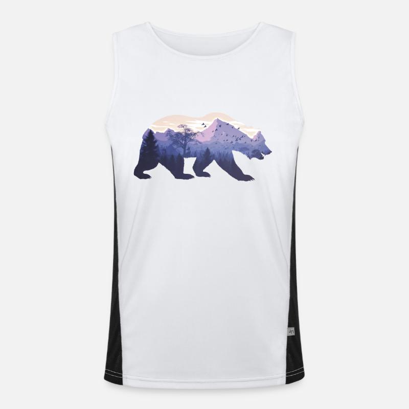 Bear silhouette with background - Men's Functional Contrast Tank Top  - white/black