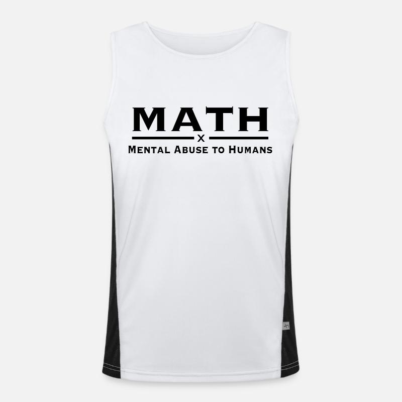 math - Men's Functional Contrast Tank Top  - white/black