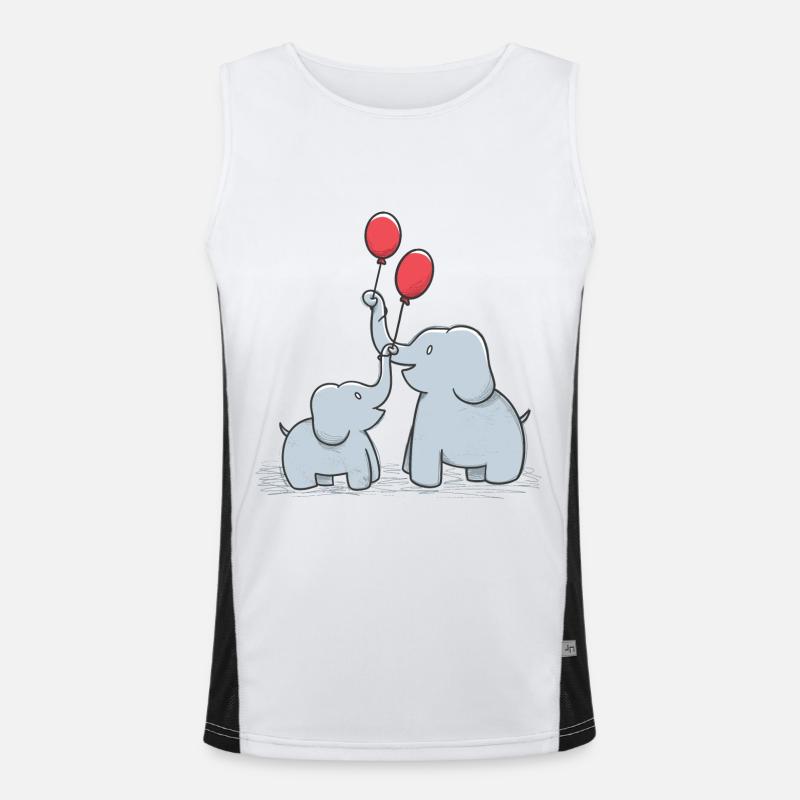 Doux éléphants avec des ballons rouges Débardeur respirant contrasté Homme 
