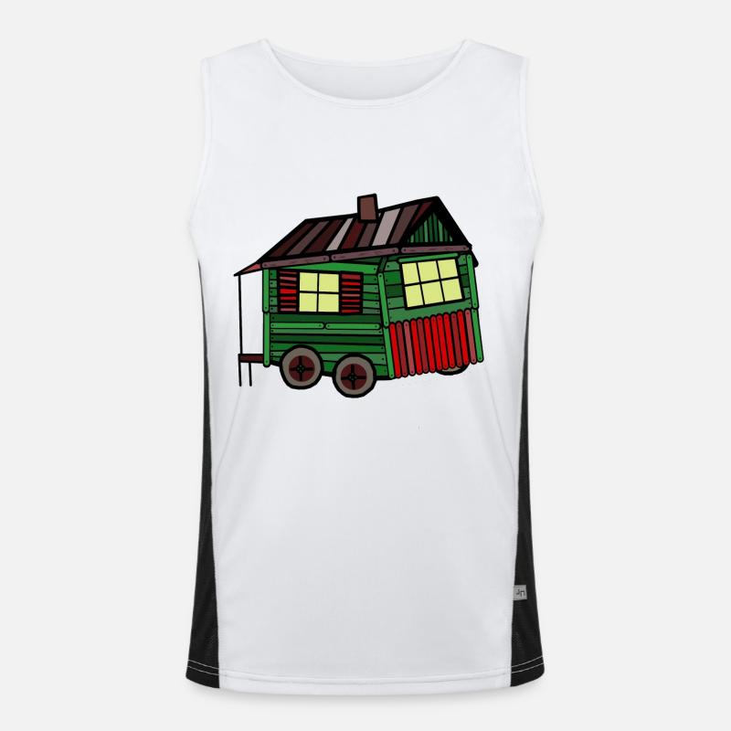 Fier constructeur chalet en bois construction roulotte camping Débardeur respirant contrasté Homme 