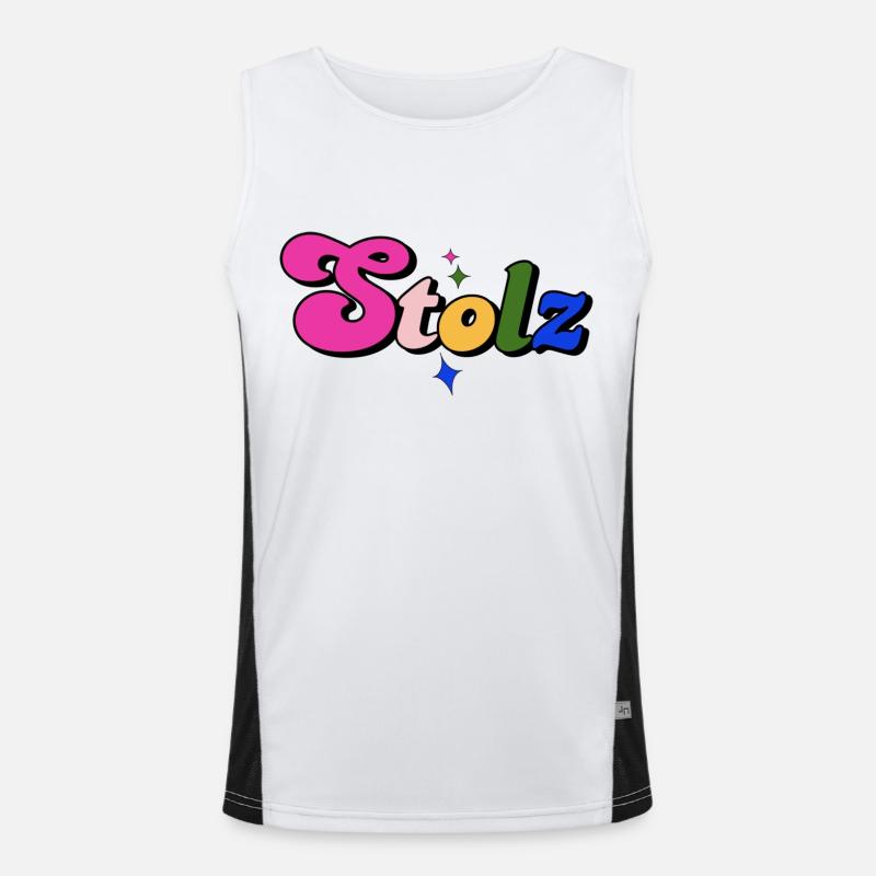 STOLZ PRIDE LGBTQ+ SLOGAN Funktionelles Kontrast-Tank Top für Männer 